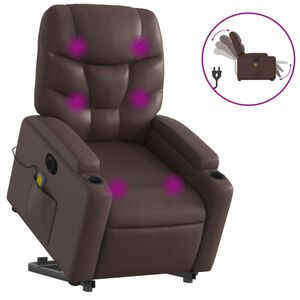 vidaXL elektromos barna műbőr fel&aacute;ll&aacute;st seg&iacute;tő d&ouml;nthető massz&aacute;zsfotel