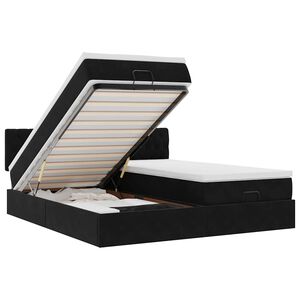 vidaXL Ottom&aacute;n &aacute;gykeret matracokkal fekete 160x200cm b&aacute;rsony