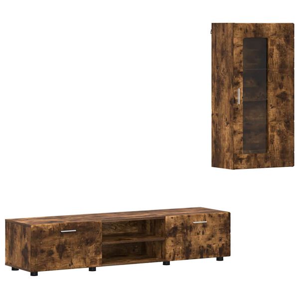 vidaXL TV szekr&eacute;ny garnit&uacute;ra fi&oacute;kkal FLORIN F&uuml;st&ouml;lt t&ouml;lgy Faanyag