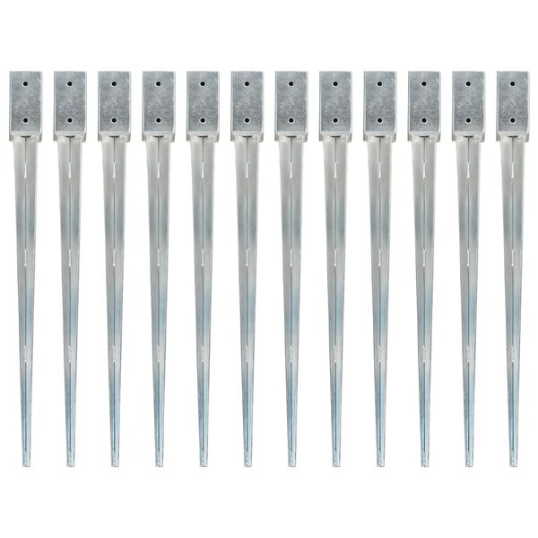 vidaXL 12 db ez&uuml;stsz&iacute;nű horganyzott ac&eacute;l ker&iacute;t&eacute;st&uuml;ske 7 x 7 x 90 cm