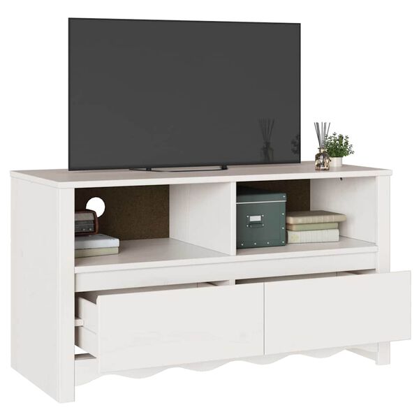 vidaXL TV Szekrény fiókkal Drammen Fehér 99 x 43 x 55 cm Tömör fenyőfa