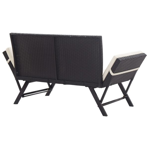 vidaXL fekete polyrattan kerti pad párnákkal 176 cm