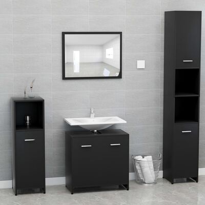 vidaXL fekete forgácslap fürdőszobaszekrény 60 x 33 x 61 cm
