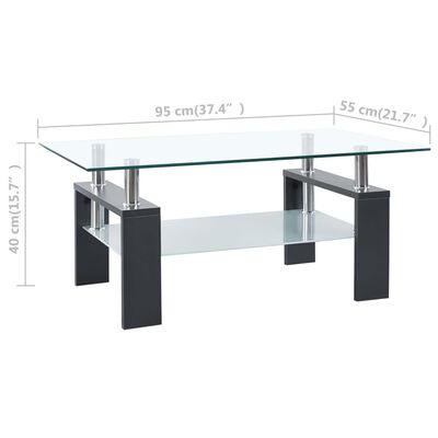 vidaXL szürke-átlátszó edzett üveg dohányzóasztal 95 x 55 x 40 cm