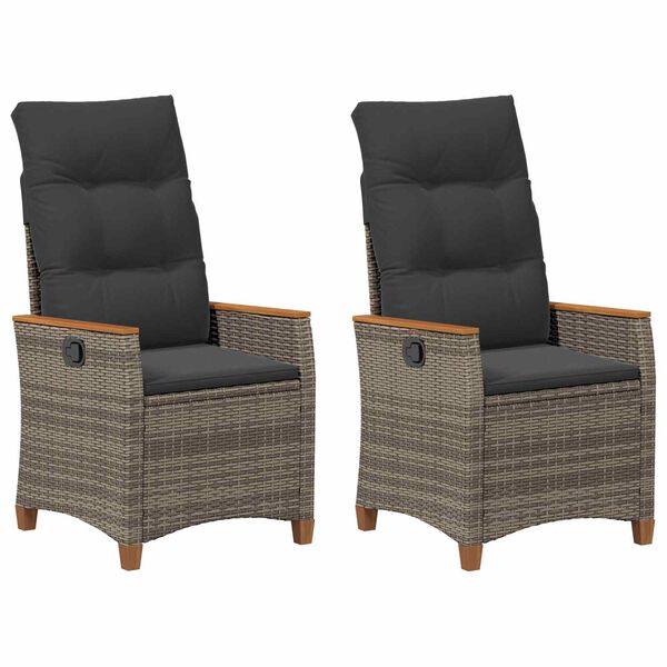 vidaXL Fekvő Kerti Sz&eacute;k Sz&uuml;rke &eacute;s s&ouml;t&eacute;tsz&uuml;rke 64 x 57,5 x 112 cm