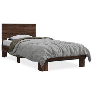 vidaXL barna t&ouml;lgysz&iacute;nű szerelt fa &eacute;s f&eacute;m &aacute;gykeret 90 x 190 cm
