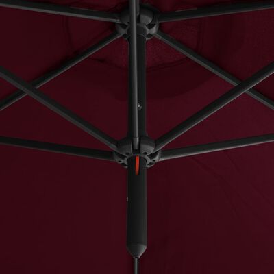 vidaXL bordóvörös dupla napernyő acélrúddal 600 cm