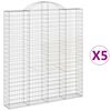 vidaXL 5 db &iacute;ves horganyzott vas gabion kos&aacute;r 200x30x220/240 cm