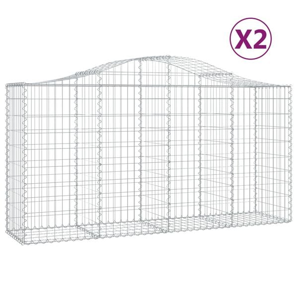 vidaXL 2 db íves horganyzott vas gabion kosár 200 x 50 x 100/120 cm