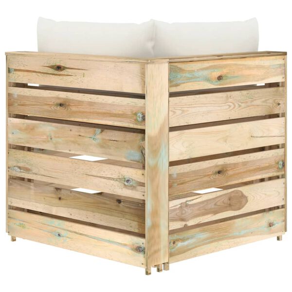 vidaXL z&ouml;ld impregn&aacute;lt fa elemes sarokkanap&eacute; p&aacute;rn&aacute;kkal