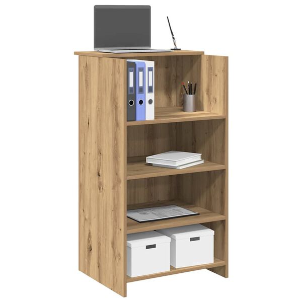 vidaXL recepci&oacute;s pult k&eacute;zműves t&ouml;lgy 55x50x103,5 cm szerelt fa