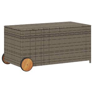 vidaXL sz&uuml;rke polyrattan kerti t&aacute;rol&oacute;l&aacute;da kerekekkel 190 L