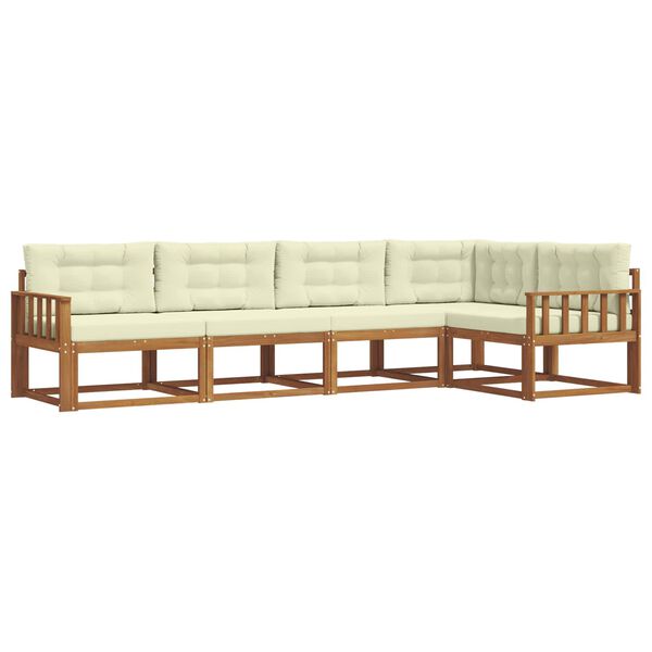 vidaXL K&uuml;lt&eacute;ri kanap&eacute; szett p&aacute;rn&aacute;val 5 pcs Term&eacute;szetes &eacute;s kr&eacute;msz&iacute;nű