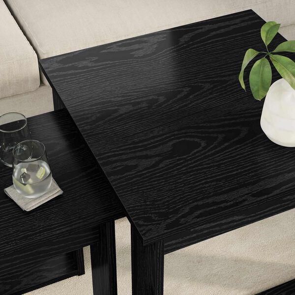 vidaXL K&aacute;vasztal Szett 2 pcs Fekete t&ouml;lgy Faanyag