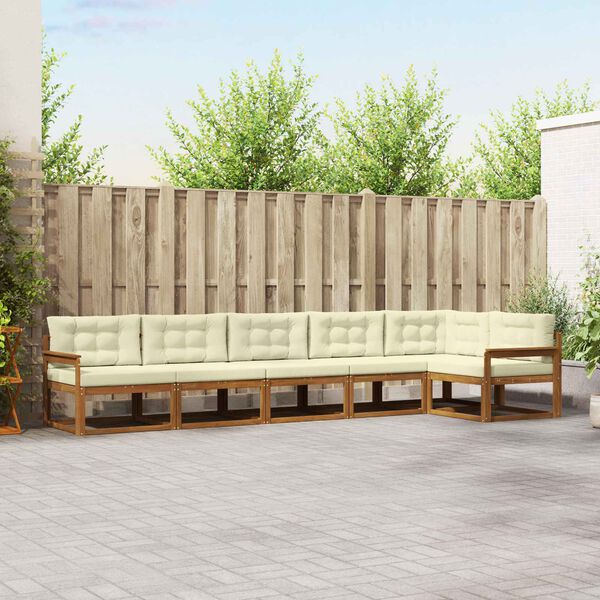 vidaXL K&uuml;lt&eacute;ri kanap&eacute; szett p&aacute;rn&aacute;val 6 pcs Term&eacute;szetes &eacute;s kr&eacute;msz&iacute;nű