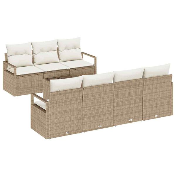 vidaXL Kanapé Szett 8 pcs Beige és krém polirattan