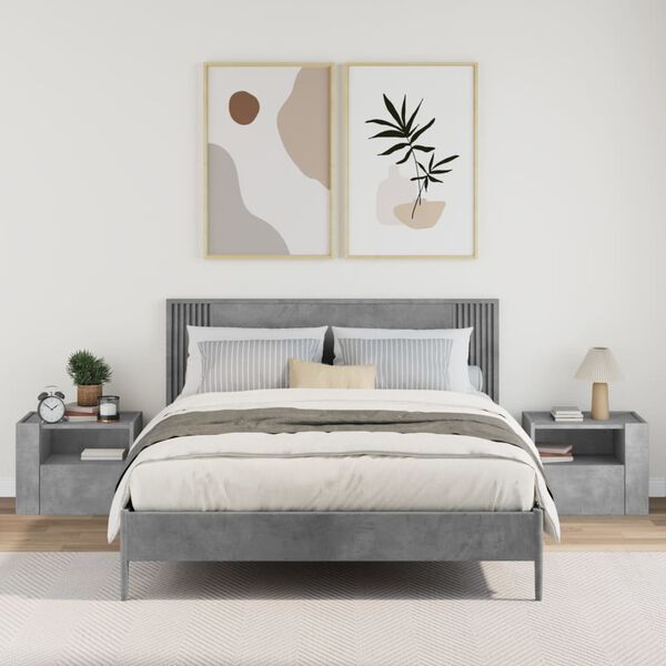 vidaXL 2 db betonszürke falra szerelhető éjjeliszekrény 45x30x35 cm