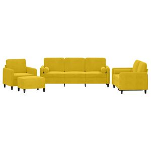 vidaXL 4 r&eacute;szes s&aacute;rga b&aacute;rsony &uuml;lőgarnit&uacute;ra p&aacute;rn&aacute;kkal