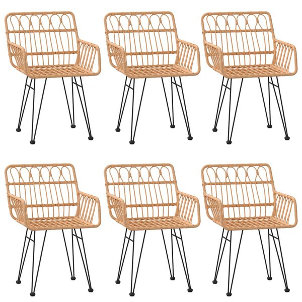 vidaXL 7 r&eacute;szes polirattan kerti &eacute;tkezőgarnit&uacute;ra