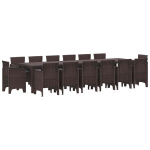 vidaXL Kert &eacute;tkező szett 15 db Barna Polt rattan