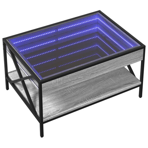 vidaXL sz&uuml;rke sonoma v&eacute;gtelen hat&aacute;s&uacute; LED-es doh&aacute;nyz&oacute;asztal 70x50x38 cm