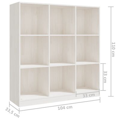vidaXL fehér tömör fenyőfa könyvszekrény/térelválasztó 104x33,5x110 cm