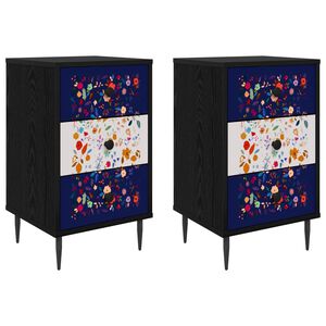 vidaXL &Eacute;jjeliszekr&eacute;ny MAINZ 2 db Fekete T&ouml;lgy 36 x 33 x 61 cm