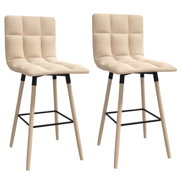 vidaXL 2 db krémszínű szövet bárszék