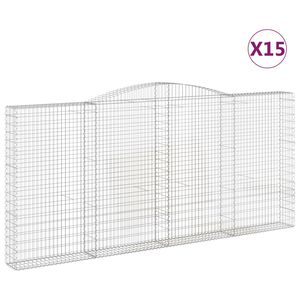 vidaXL 15 db &iacute;ves horganyzott vas gabion kos&aacute;r 400x30x180/200 cm