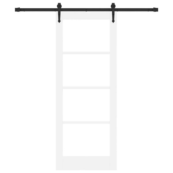 vidaXL Csúszó ajtó Fehér 78 x 202 cm Tömör fenyőfa és üveg