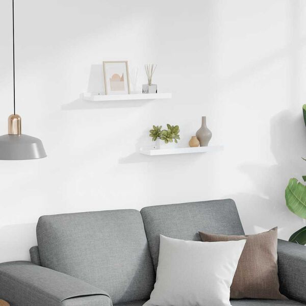 vidaXL 2 db fehér MDF szegélypolc képkeretekhez 40 x 9 x 3 cm