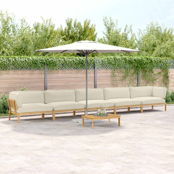 vidaXL Kanap&eacute; Szett p&aacute;rn&aacute;val Egysz&iacute;nű 6 pcs Kr&eacute;m T&ouml;m&ouml;r Ak&aacute;cfa