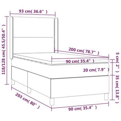 vidaXL rózsaszín bársony rugós ágy matraccal 90 x 200 cm