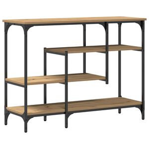 vidaXL Konzolasztal polcokkal k&eacute;zműves t&ouml;lgy 100 x 35 x 75 cm