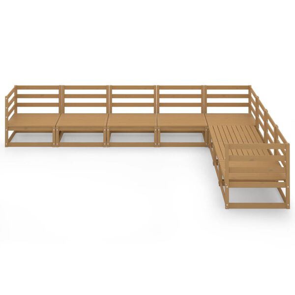 vidaXL 8 részes mézbarna tömör fenyőfa kerti ülőgarnitúra