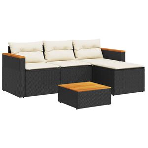 vidaXL 3 r&eacute;szes fekete polyrattan kerti &uuml;lőgarnit&uacute;ra p&aacute;rn&aacute;val