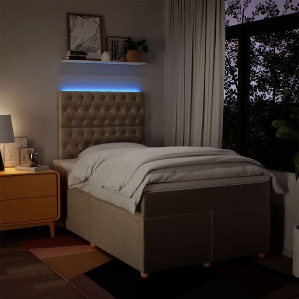 vidaXL kr&eacute;msz&iacute;nű sz&ouml;vet rug&oacute;s &aacute;gy matraccal 120 x 200 cm