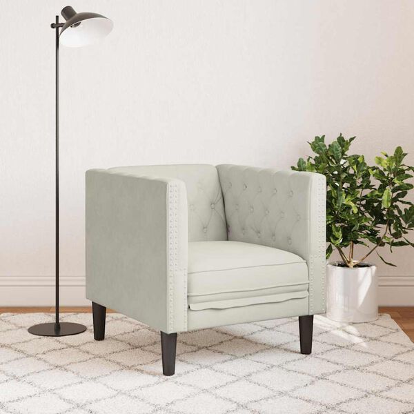 vidaXL krémszínű bársony Chesterfield kanapéfotel