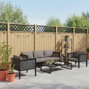 vidaXL 6 r&eacute;szes antracitsz&uuml;rke kerti polyrattan &uuml;lőgarnit&uacute;ra p&aacute;rn&aacute;kkal