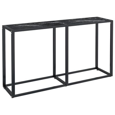 vidaXL fekete márványszínű edzett üveg tálalóasztal 140 x 35 x 75,5 cm