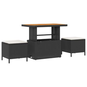vidaXL Kert étkező szett Fekete Poli rattan
