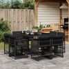 vidaXL 9 r&eacute;szes fekete polyrattan kerti &eacute;tkezőgarnit&uacute;ra p&aacute;rn&aacute;kkal