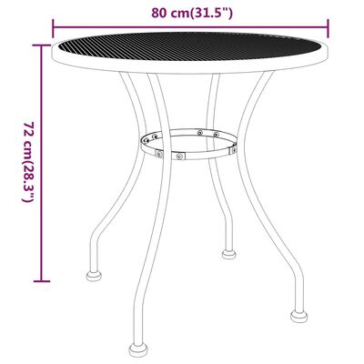 vidaXL antracitszürke expandált fém hálós kerti asztal Ø80 x 72 cm