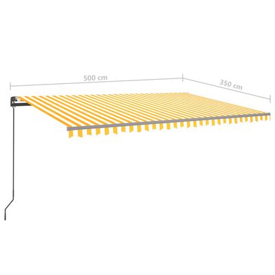 vidaXL sárga és fehér automata napellenző póznákkal 5 x 3,5 m