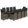 vidaXL 11 r&eacute;szes sz&uuml;rke polyrattan kerti bisztr&oacute;garnit&uacute;ra p&aacute;rn&aacute;kkal