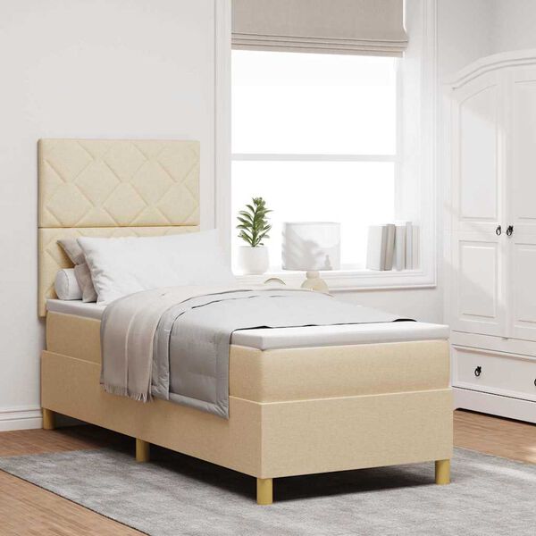 vidaXL Boxrug&oacute;s &aacute;gy matracmal fejt&aacute;ml&aacute;val Kr&eacute;m 80 x 200 cm sz&ouml;vet