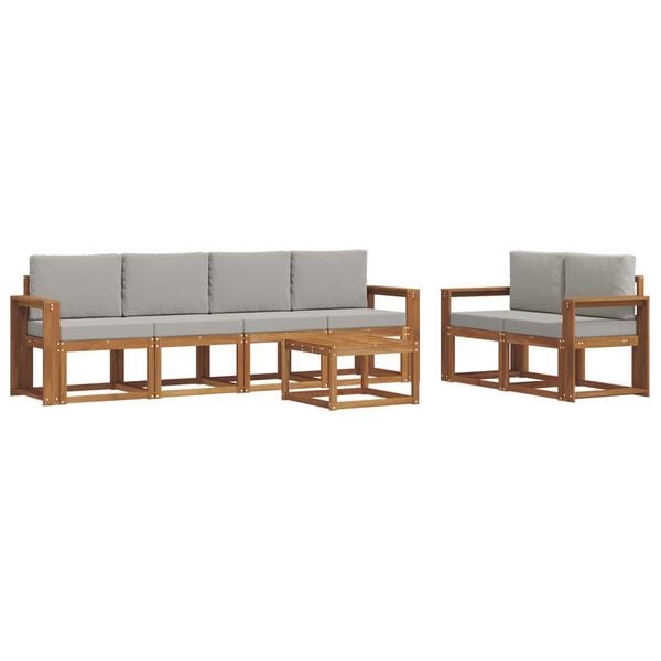 vidaXL K&uuml;lt&eacute;ri kanap&eacute; szett 7 pcs Term&eacute;szetes &eacute;s Vil&aacute;gossz&uuml;rke