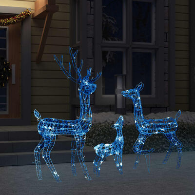 vidaXL 300 LED-es kék akril karácsonyi rénszarvascsalád