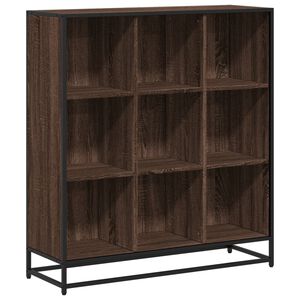 vidaXL barna t&ouml;lgy szerelt fa &eacute;s f&eacute;m k&ouml;nyvszekr&eacute;ny 97,5x33x107,5 cm