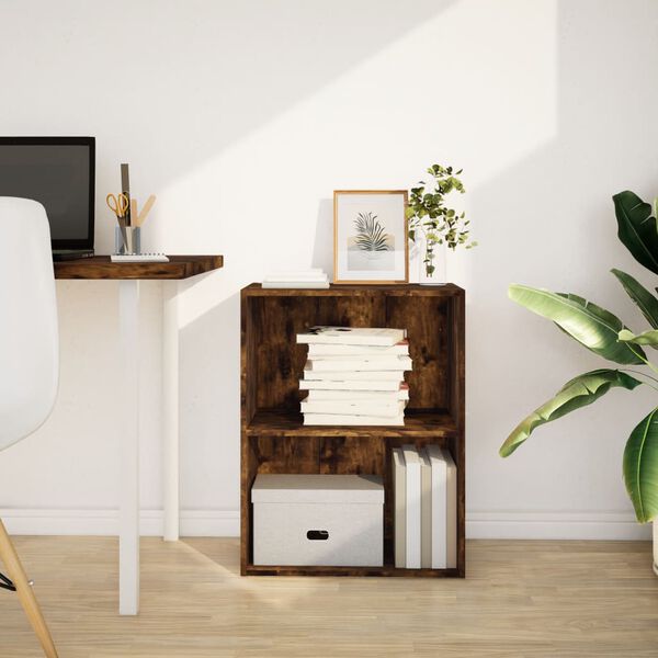 vidaXL f&uuml;st&ouml;s t&ouml;lgy sz&iacute;nű szerelt fa k&ouml;nyvespolc 60 x 30 x 77 cm